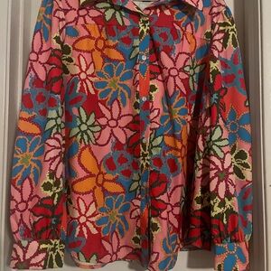 SHEIN Colorful Floral Button Down Shirt